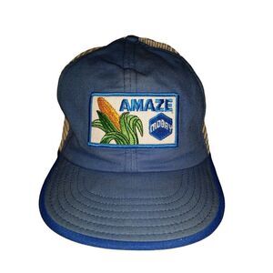 Vintage Mobay Amaze Corn Tru Trucker‎ Mesh Cap Embroidered Blue Casual